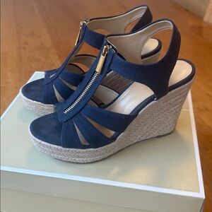 Michael Kors Berkley Espadrille Wedge Sandals - Navy